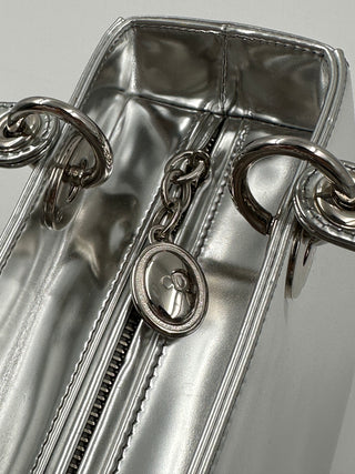 Metallic Silver Lady Dior Handbag