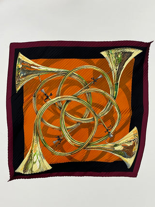 Trompes De Chasse Pleated Silk Scarf