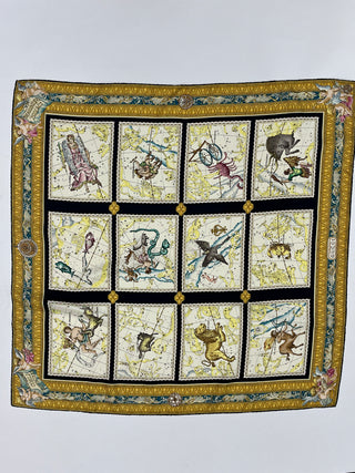 12 Zodiac Sign Silk Square Scarf