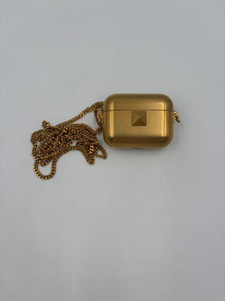 Gold Rockstud Airpods Pro Case On Chain Metal