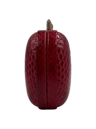 Red Flirty Pave Minaudiere Snake Clutch