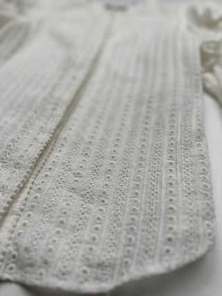 Off White Cotton Eyelet Shirt