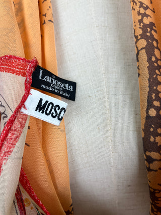 Vintage Illustrated Print Square Scarf
