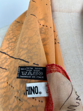 Vintage Illustrated Print Square Scarf