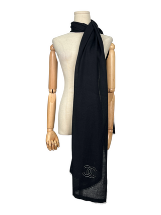 Navy Cashmere Silk Scarf