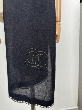 Navy Cashmere Silk Scarf