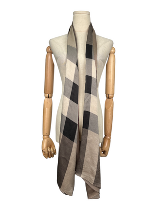 Checked Long Silk Scarf
