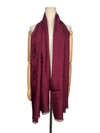 Burgundy Silk And Wool Scarf