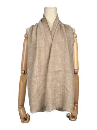 Beige 2-Layer Cashmere Scarf With "H" Embroidery