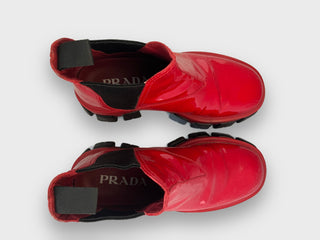 Prada Monolith Patent Leather Ankle Boots, view 3