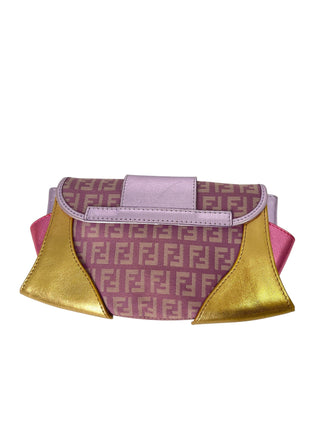 Metallic Purple and Gold Clutch with Gold Lock