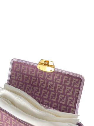 Metallic Purple and Gold Clutch with Gold Lock