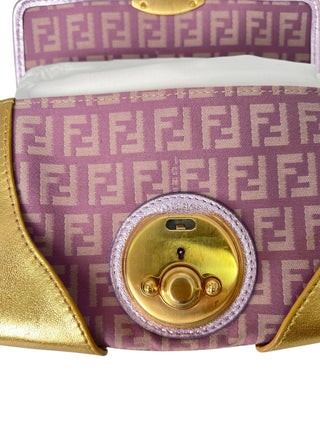 Metallic Purple and Gold Clutch with Gold Lock