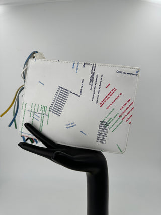 White Leather Pouch with Colorful Tassel