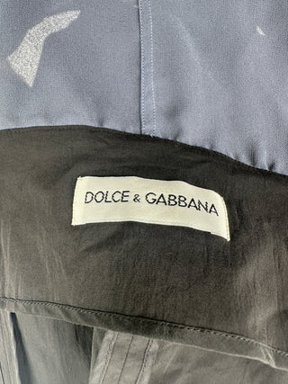 Black And Blue Drop Shoulder Buttoned Up Top