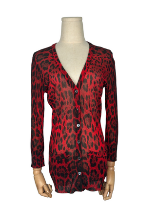 Red Leopard Print Cardigan