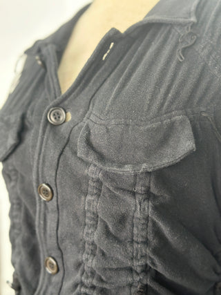 Black Button-Up Dress With Closed Stitchings