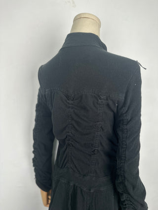 Black Button-Up Dress With Closed Stitchings