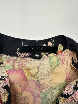 Overall Floral Print Sleeveless Top With Tie