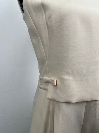 Cream Buckle Jumpsuit With Open Back