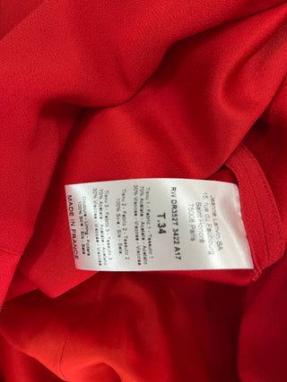 Red Sheer And Open Long Sleeves Draped Long Dress