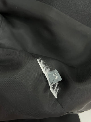 Black Tuxedo-Tailoring Box Jacket With Red Lace Low-V Inserts