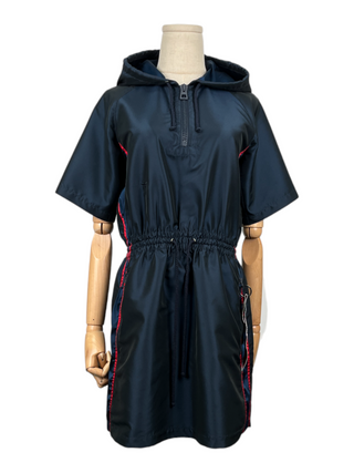 Navy Blue Hooded Short Dress