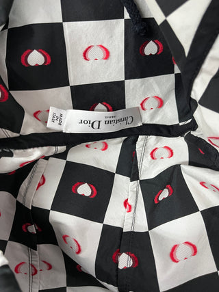 Dioramour Black And Red Checkered Heart Printed Hooded Short Dress