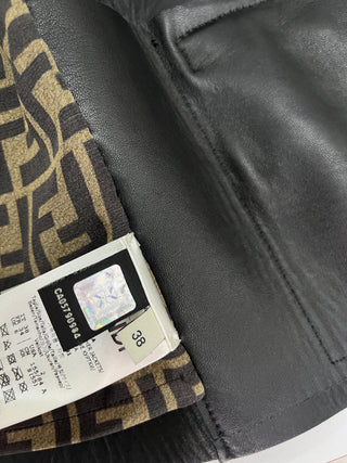 Black Leather Jacket Accented By Logo Stripes