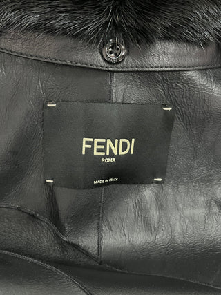 Black Leather Vest With Fur Trims