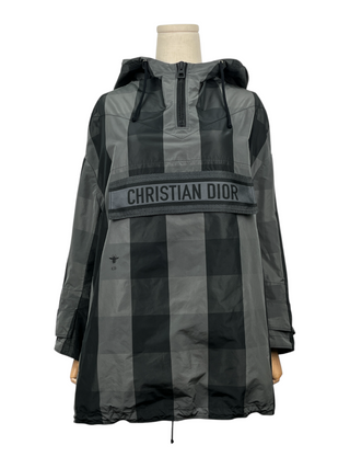 Black And Grey Checkered Taffeta Hoodie