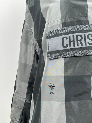 Black And Grey Checkered Taffeta Hoodie