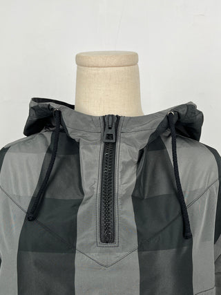 Black And Grey Checkered Taffeta Hoodie