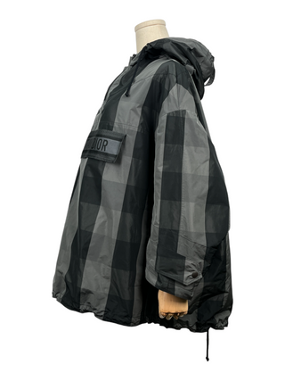 Black And Grey Checkered Taffeta Hoodie