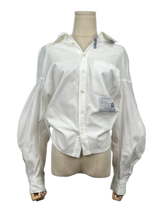 Off White Long Sleeve Shirt With Cropped Back