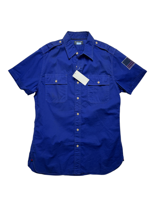 Blue Casual Shirt With 2 Shoulder Tabs