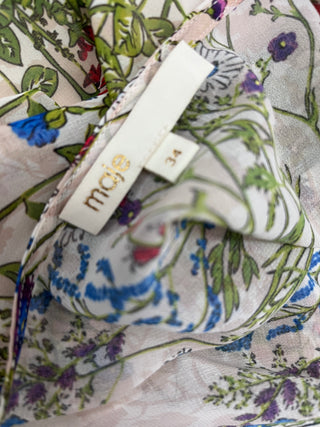 Botanical Print Long Ruffled Dress