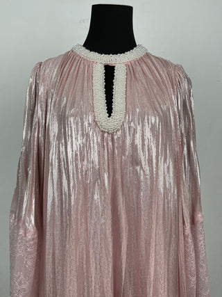 Pink Metallic Pearl Maxi Dress