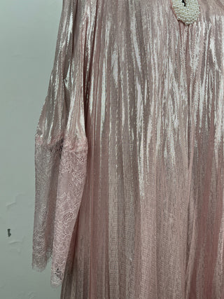 Pink Metallic Pearl Maxi Dress