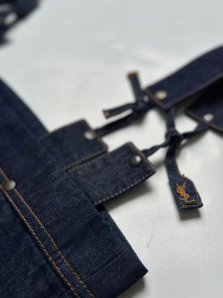 Blue Denim Vest With YSL Logo Tab