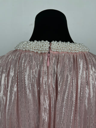 Pink Metallic Pearl Maxi Dress