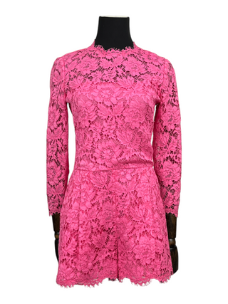 Fuchsia Classic Lace One-Piece Shorts