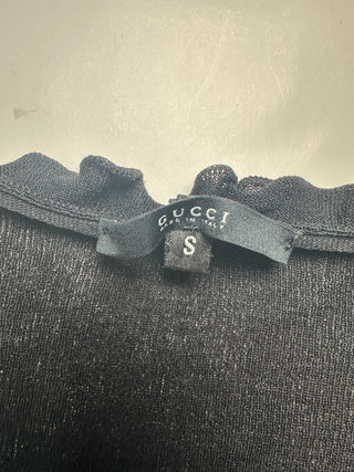 Black Cardigan With Ruffle Details