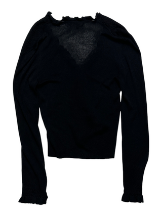 Black Cardigan With Ruffle Details