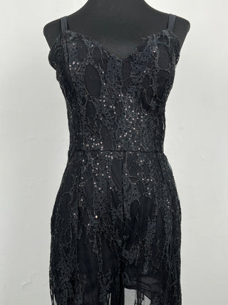 Black Full Sequinned Strap Jumpsuit
