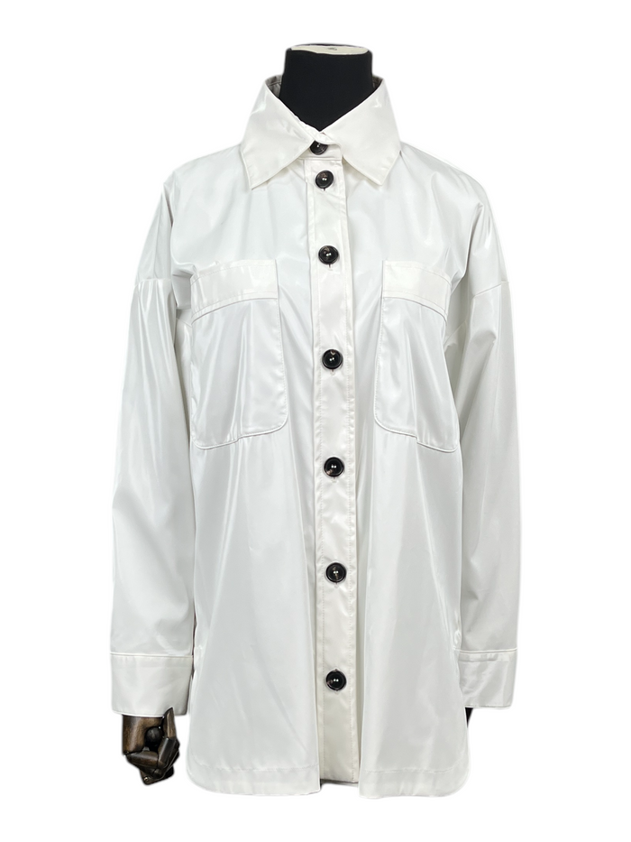 White Synthetic Shirt Jacket