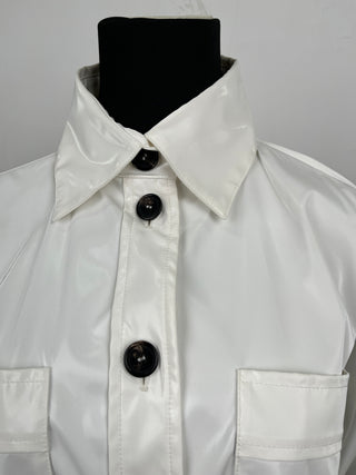 White Synthetic Shirt Jacket