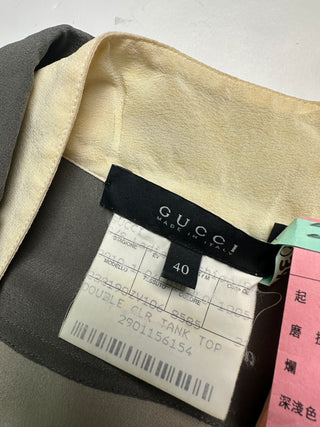 Grey Sleeveless Top With Drawstring Collar Design