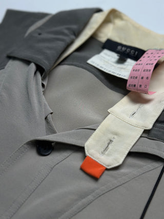 Grey Sleeveless Top With Drawstring Collar Design