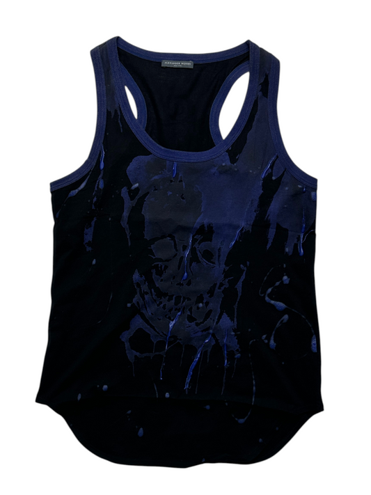 Black And Blue Tank Top With Skull Pattern